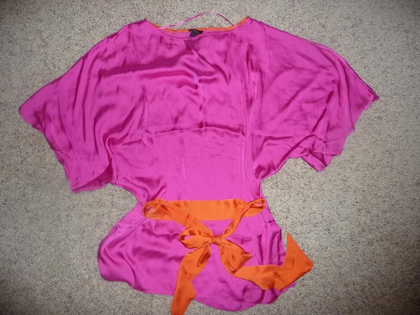 Cupio Hot Pink Belted Kimono tunic top sz L, NWT