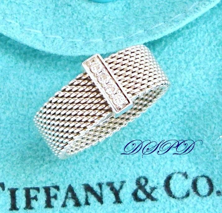 Authentic Tiffany Co Sterling Silver Somerset Diamond Ring S6