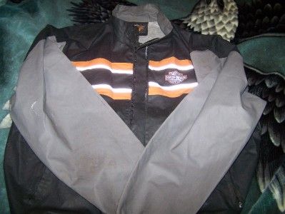 MENS OFFICIAL HARLEY DAVIDSON REFLECTIVE RAIN JACKET SIZE LARGE L@q@K