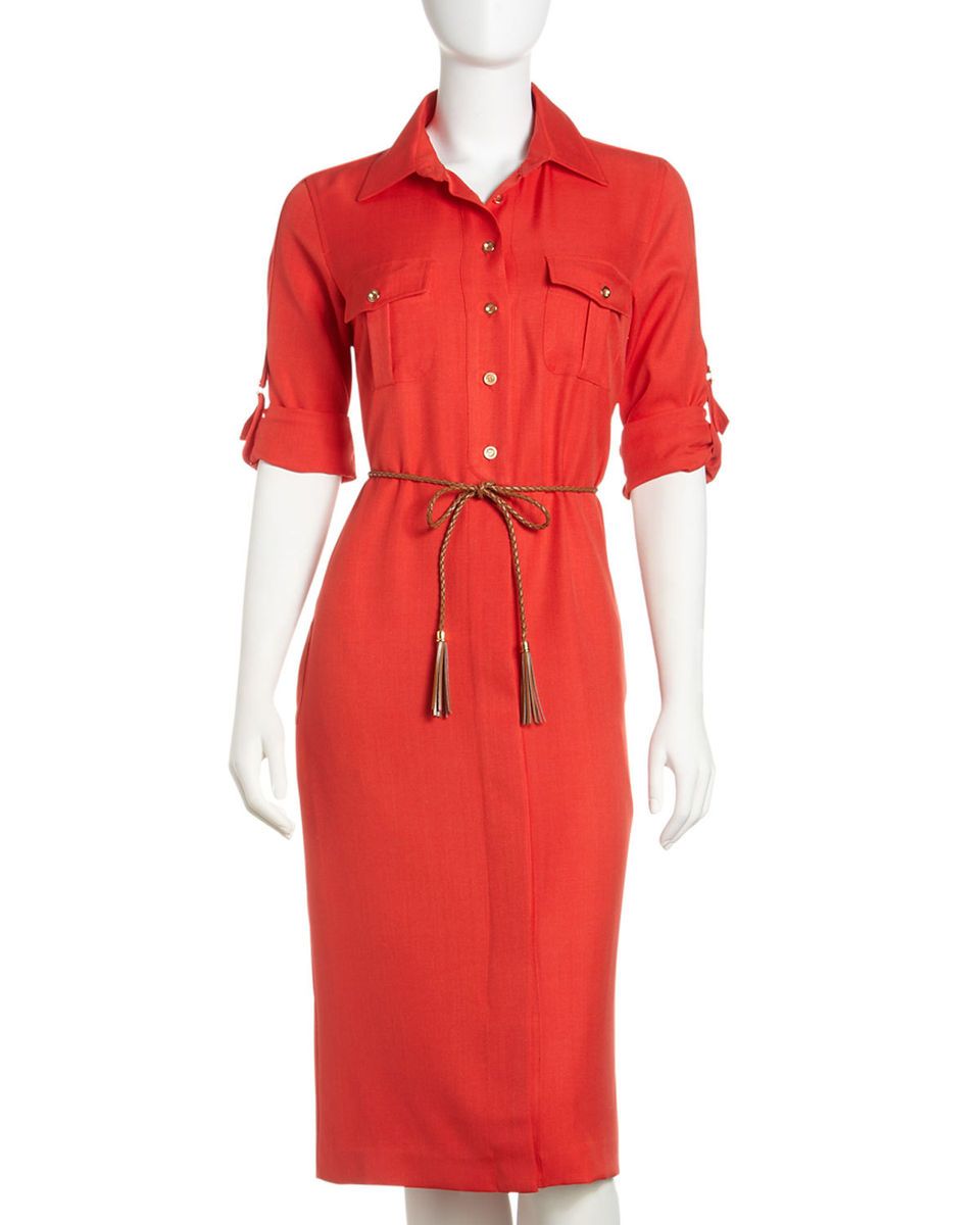  Sharagano Tabbed Shirtdress Orange