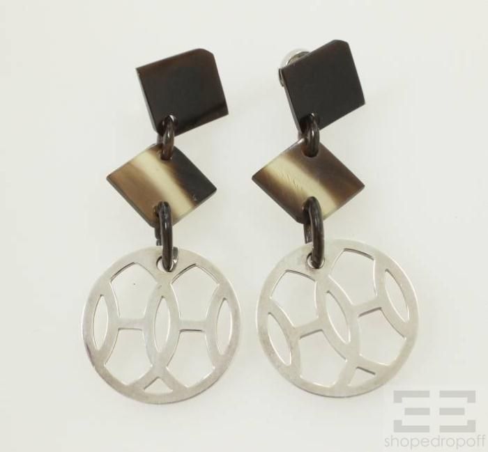 hermes sterling silver tortoise dangle earrings