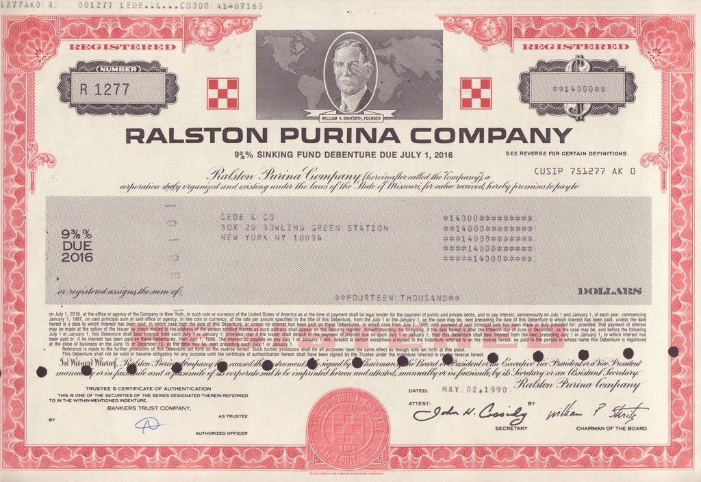  Dog Food Ralston Purina Company $14 000 Debenture