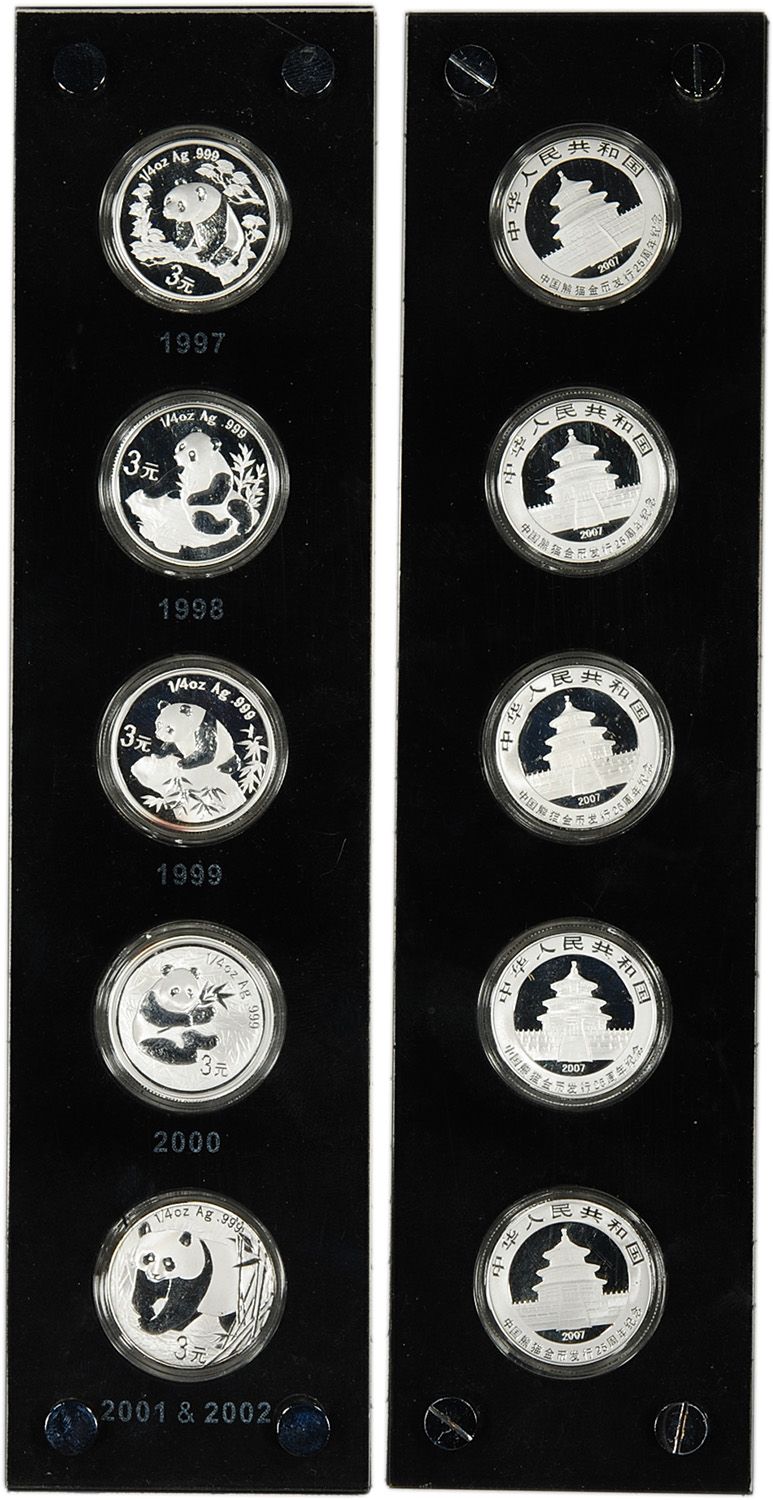 25 PC 1982 2007 China Silver Panda 25th Anniversary Collection