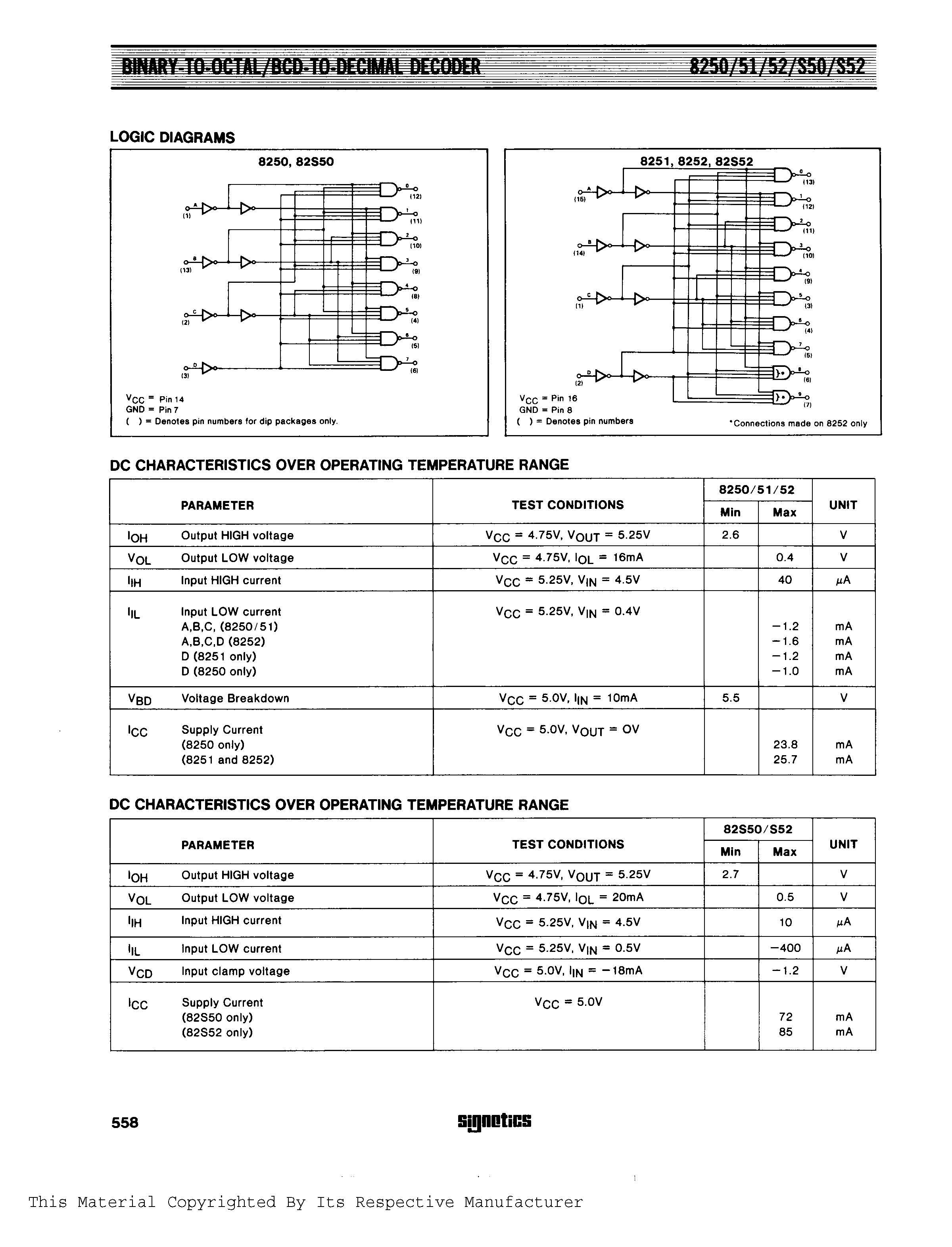  8251 1 S7803 Dec Binary to Octal BCD to Decimal Decoder IC