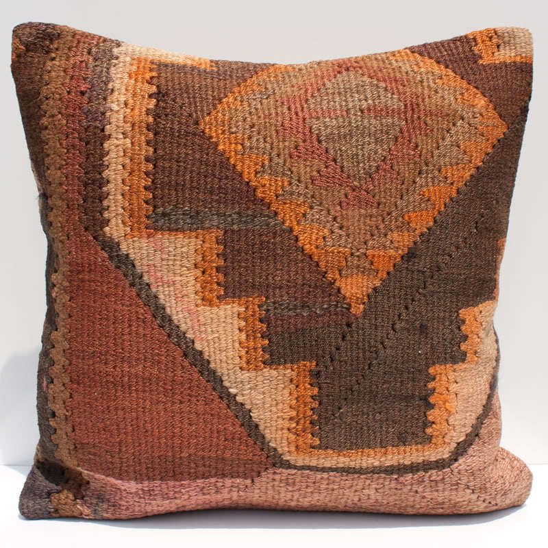 24 Decorative Throw Pillow from Handwoven Vintage Turkish Kars Kilim