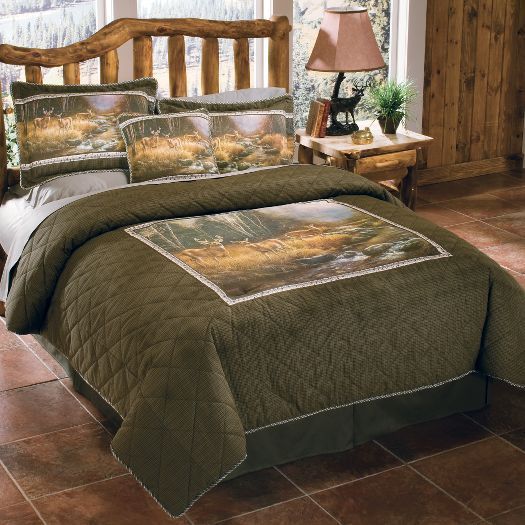   Rustic Cabelas King Size Grand River Lodge Deer Cabin Comforter Set