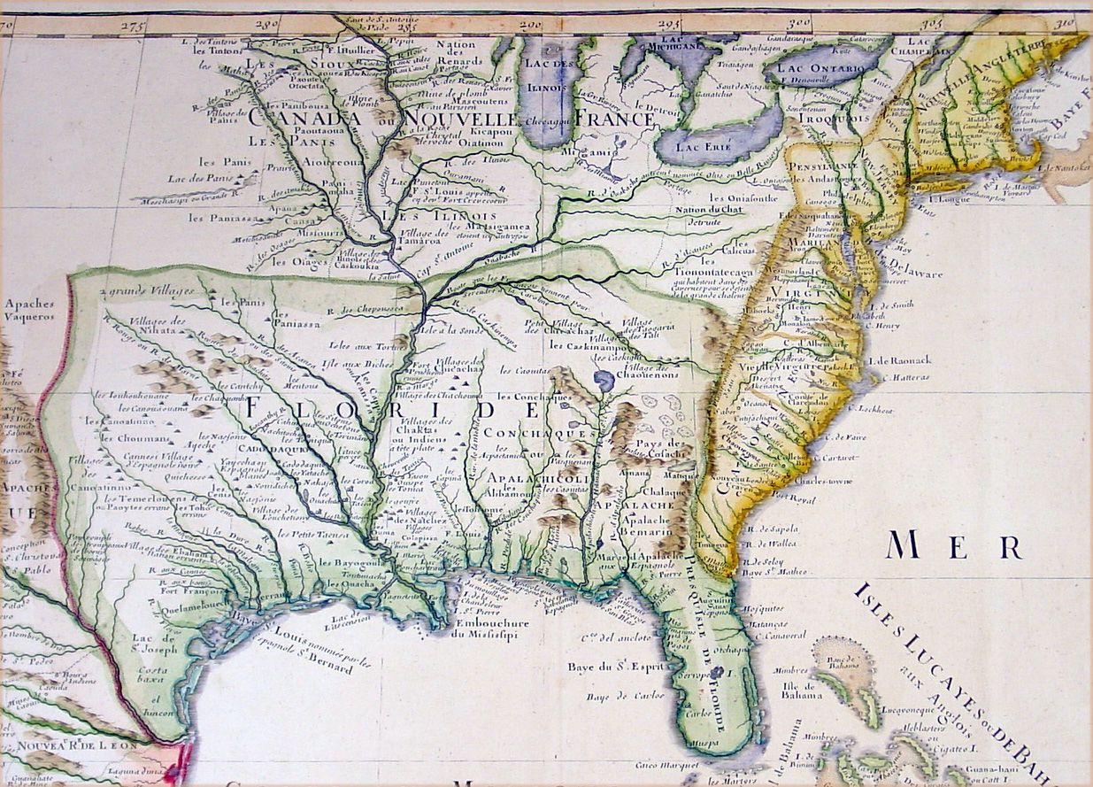 1703 1708 Delisle Large Antique Map Mexico Louisiana Colonial United