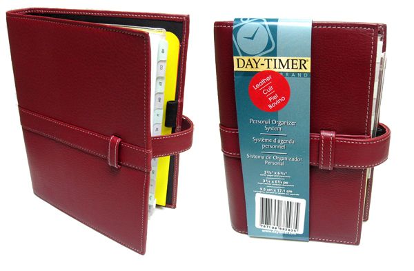 Pebble Grain Red Leather Hand Organizer by Day Timer®