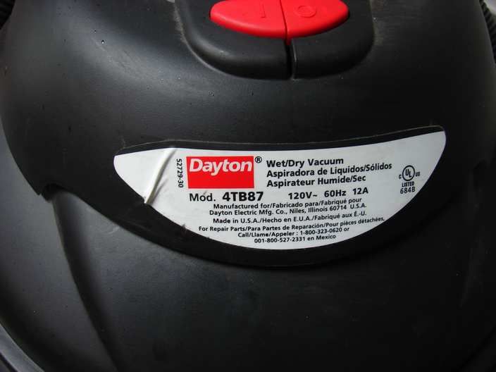 Dayton 4TB87 Wet Dry Vacuum 18 Gallon