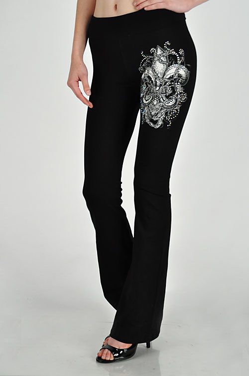 Yoga Pants Fleur de Lis Chine Print High Quality s M L