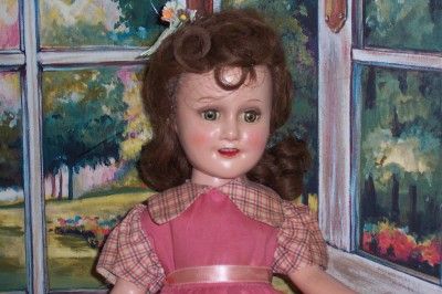 Ideal 1938 Deanna Durbin Doll Composition w Teeth Original Wig Vintage