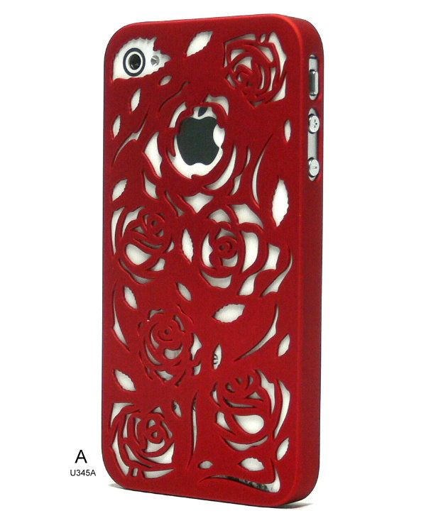 Lace Design Rose Colorful Flower Plastic Cover Case for iPhone 4 4S at