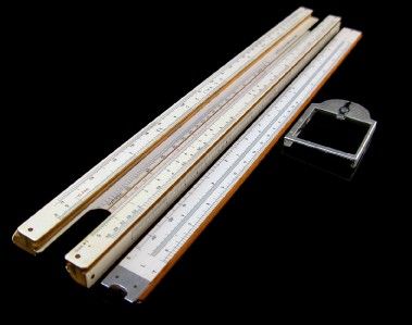  398 Electro Slide Rule Decimal Indicating Cursor Ruler Boxed