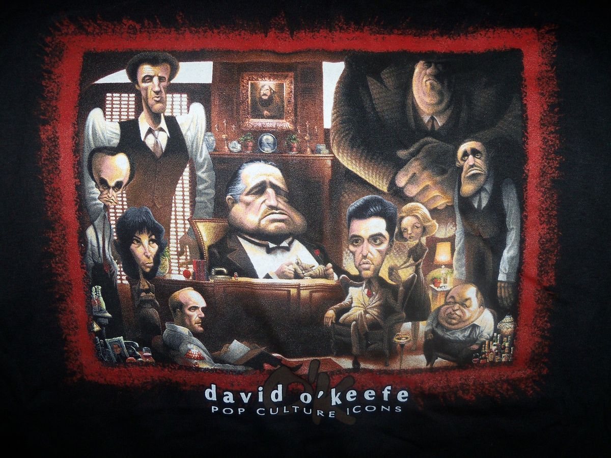 Authentic David OKeefe Godfather La Famiglia T Shirt Black x Large