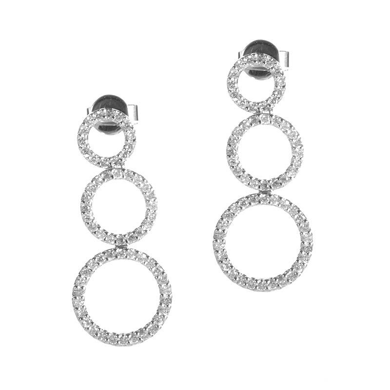 14k White Gold Openwork Diamond Drop Earrings