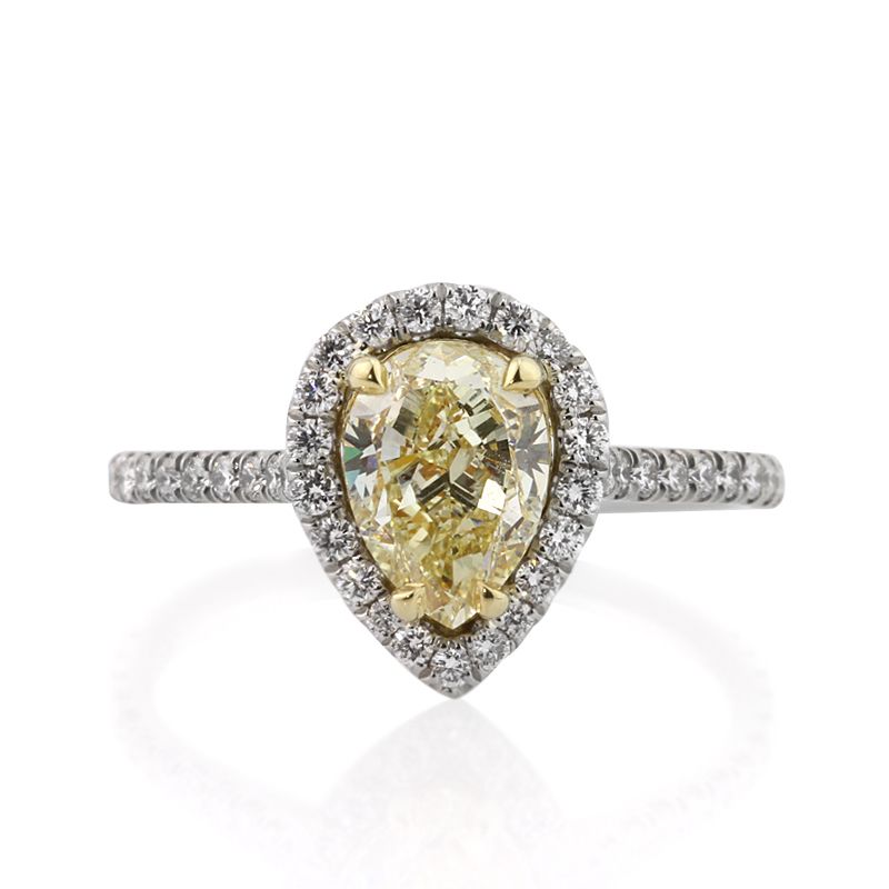   Fancy Yellow Pear Shape Diamond Engagement Ring and Anniversary Ring