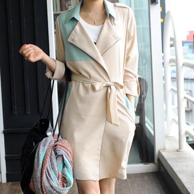 NEW MakMaks Premium Spring Delly Color Trench Coat Jacket Beige Mint