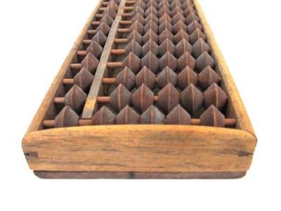  Wood Abacus Soroban 21 Rows of 5/1 Wooden Beads Old Vintage Calculator