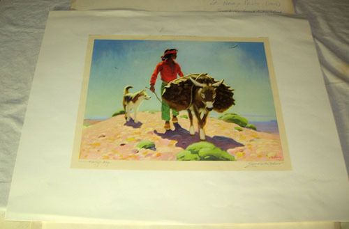 1944 Gerard Curtis Delano Signed Print Navajo Boy 19 by 23