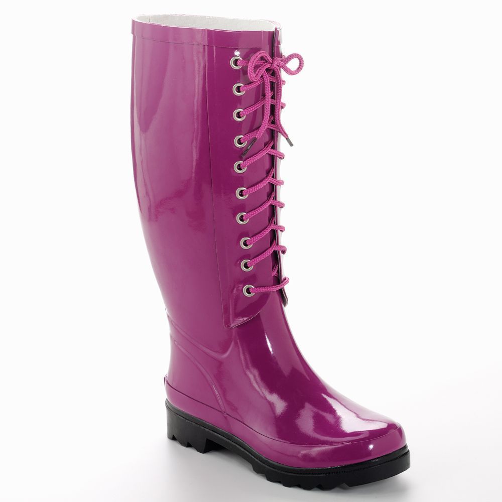 New Aqua Stop Ladies Lace Up Rubber Rain Boot Size 7 M Waterproof