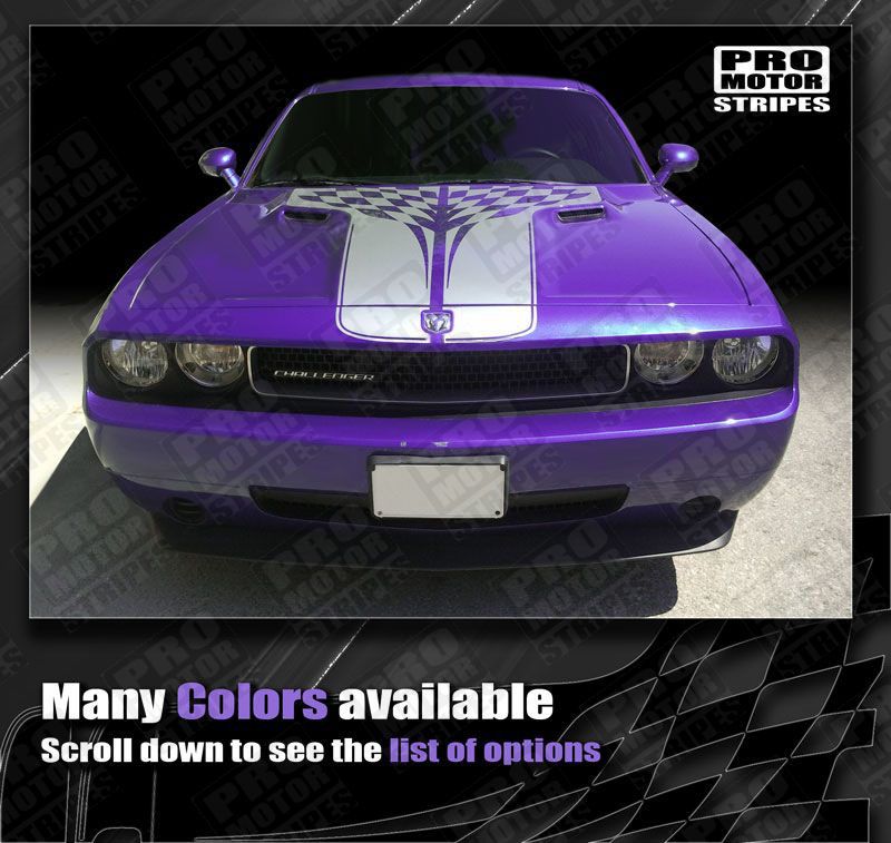 Dodge Challenger Checkered Hood Stripes 2008 2009 2010 2011 2012 2013