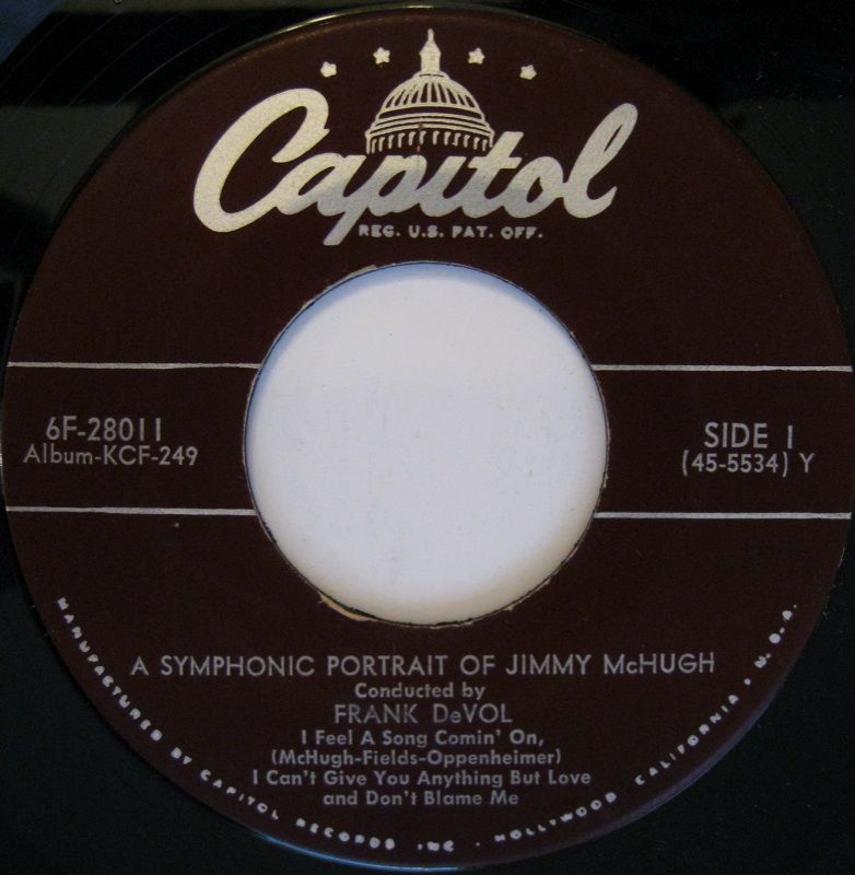 Frank Devol Plays Jimmy McHugh Lot of 3 45s on Capital