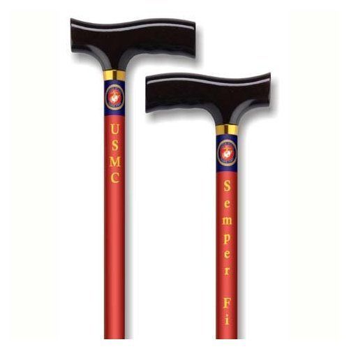 Marine Walking Cane Stick Disabled Adjustable Aluminum with Insigna