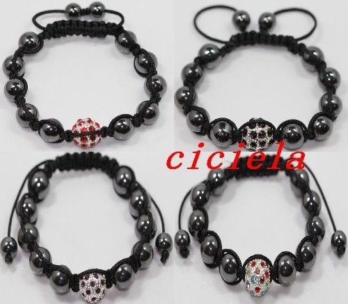  Alloy Bead Magnetite Disco Ball Adjustable Bracelet ER111