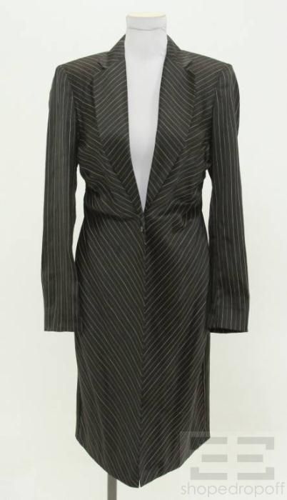 Donna Karan Black Label Black Pinstriped Jacket Size US 4