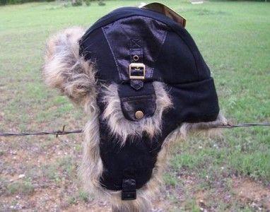 New Wool Trooper Bomber Black Faux Fur Winter Lined Hat