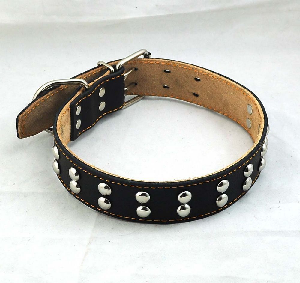  Dog Collars Genuine Leather Adjustable 48 60cm Pet Dog Product Collar