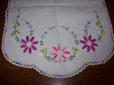  Flower Embroidery Dresser Scarf Doily Crochet Edge Runner 41