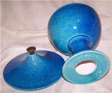 ROYAL HAEGER #R 1730 CANDY JAR 2Pc. Gorgeous Blue COLLECTIBLE ART