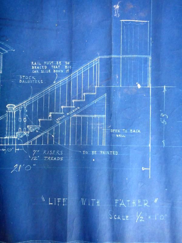  /antique LIFE WITH FATHER THEATER HOUSE BLUEPRINTS by STEWART CHANEY