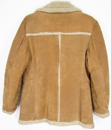 USA Vtg Ralph Edwards Sherpa Barn Coat Western Suede Leather Rancher