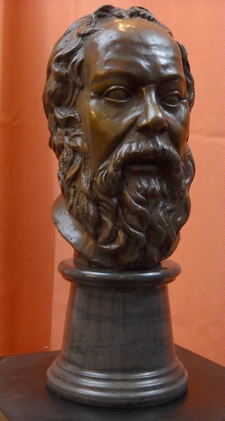 Ancient Greek Philosopher Socrates Bronze Statuette Bust Paris Louvre