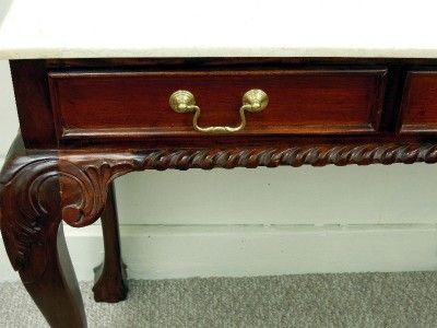 chippendale solid mahogany marble top hall table