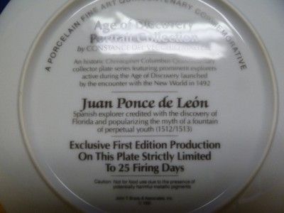 Juan Ponce de Leon Age of Discovery Collector Plate V82