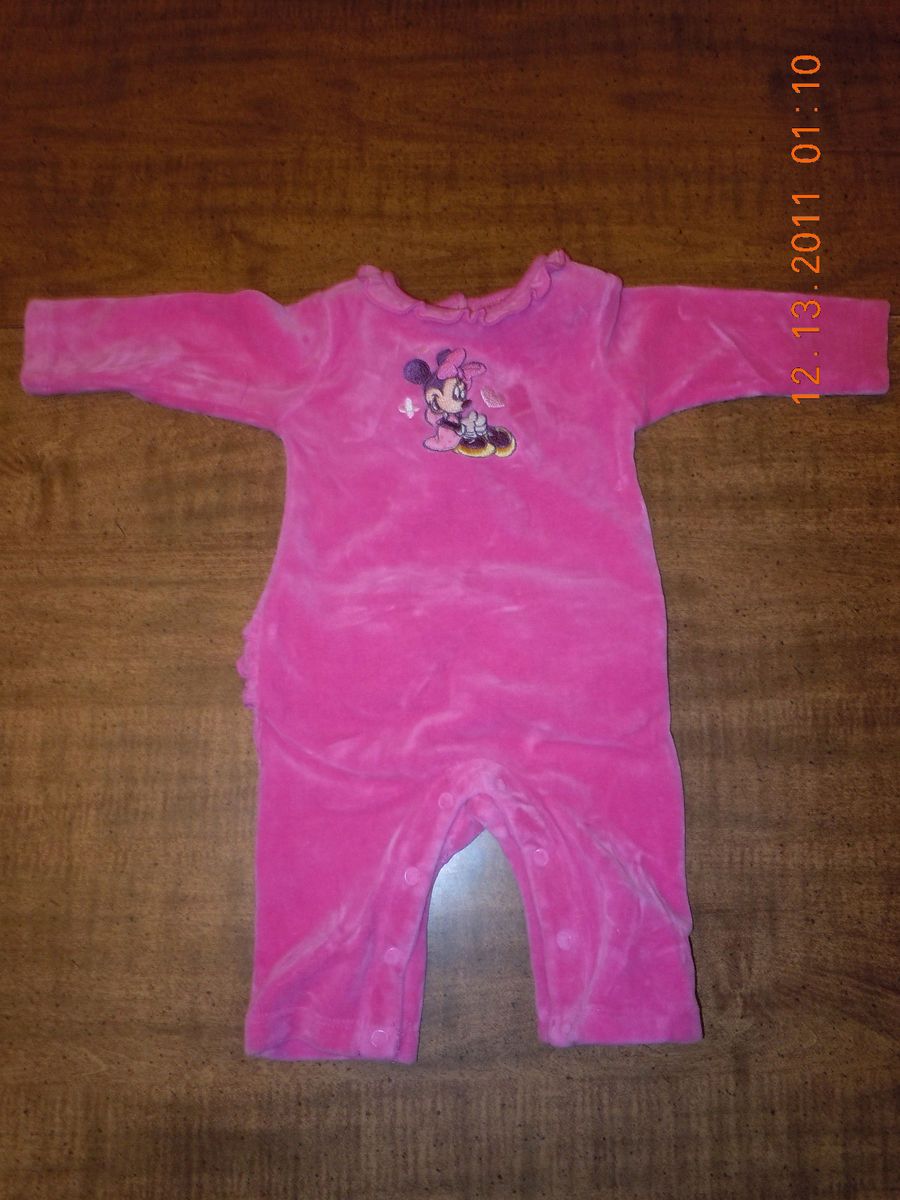  BABY GIRL PINK MINNIE MOUSE VELVET OUTFIT 0 3 MONTHS