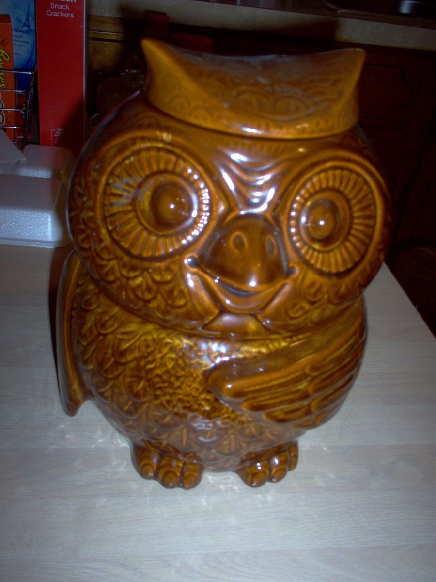 VINTAGE,MCCOY WOODSY OWL BROWN GLAZED COOKIE JAR.