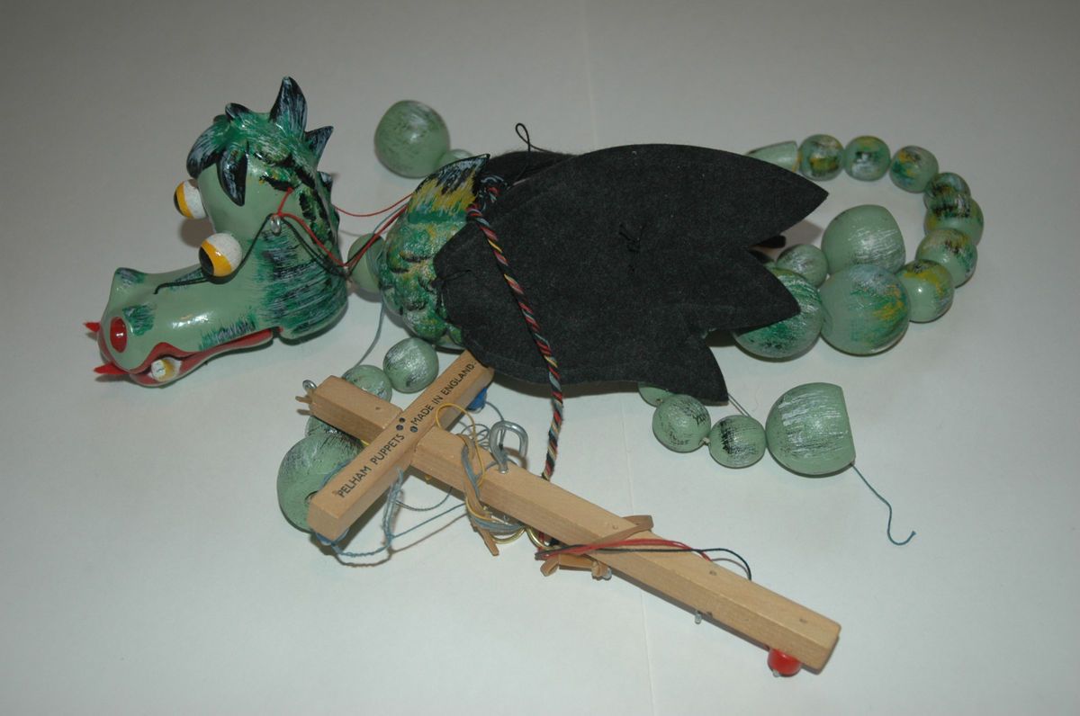 Large Green Dragon Pelham Puppet in Box Very Nice