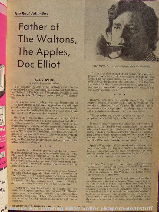 1974 Walton’s Mountain John Boy Earl Hamner Beatles