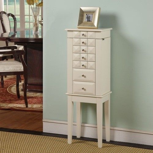   Classic Six Drawer Jewelry Armoire Jewelry Organizer in White Finish