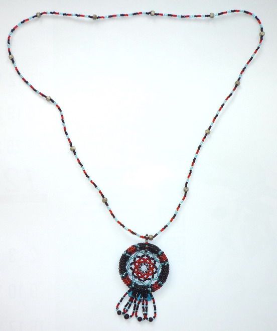 Southwest Handmade Black Blue Dreamcatcher Necklace New w Gift Bag 25