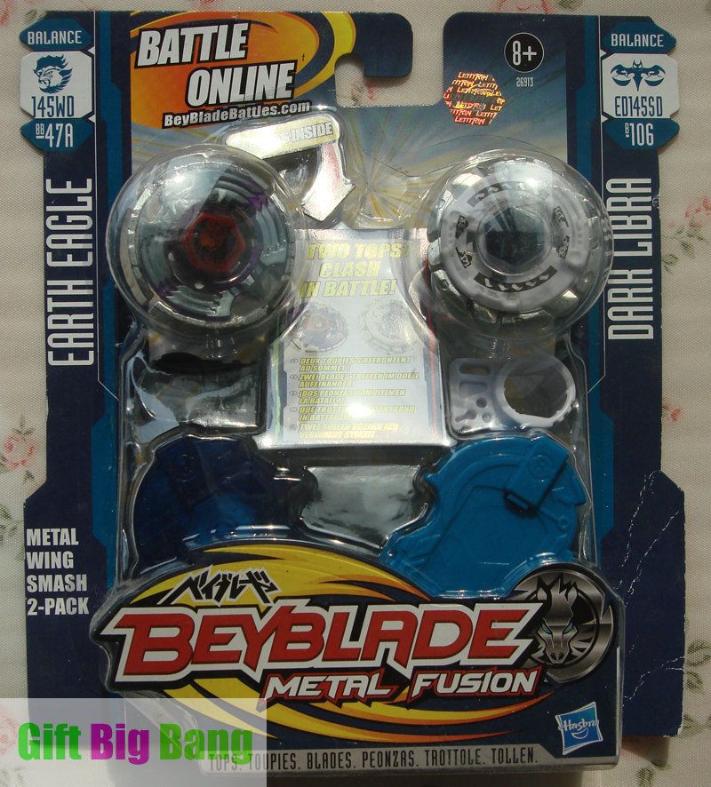 NEW HASBRO BEYBLADE METAL FUSION TOPS EARTH EAGLE DARK LIBRA 2 SET