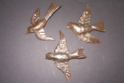 Haitian Metal Drum Wall Art Set of 3 Small Birds Flying