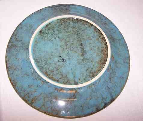 East Dennis Art Pottery Plate Blue Green w Pine Trees 11