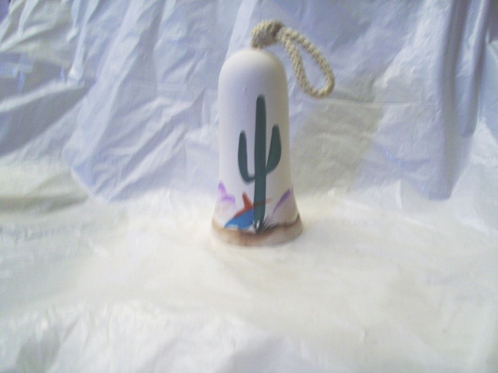New Bisque Bell Southwestern Decor Souvenir Cactus Mountains Hand