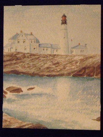 1927 Edward Hopper Original Maine Lighthouse Watercolor Signed