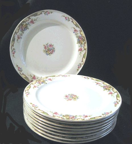 63pc Edwin M Knowles Hostess China C 1938 White w Floral Rim Center